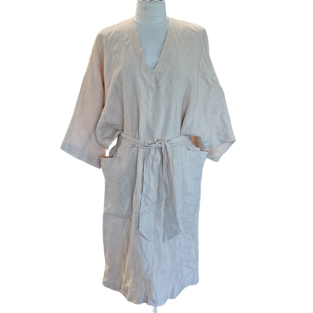 TWO DAYS OFF Linen Dress Dolman Sleeve Patch Pockets Belted Women’s Size XS